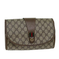 GUCCI GG Supreme Web Sherry Line Clutch Bag PVC Beige Red 89 01 030 ep4492