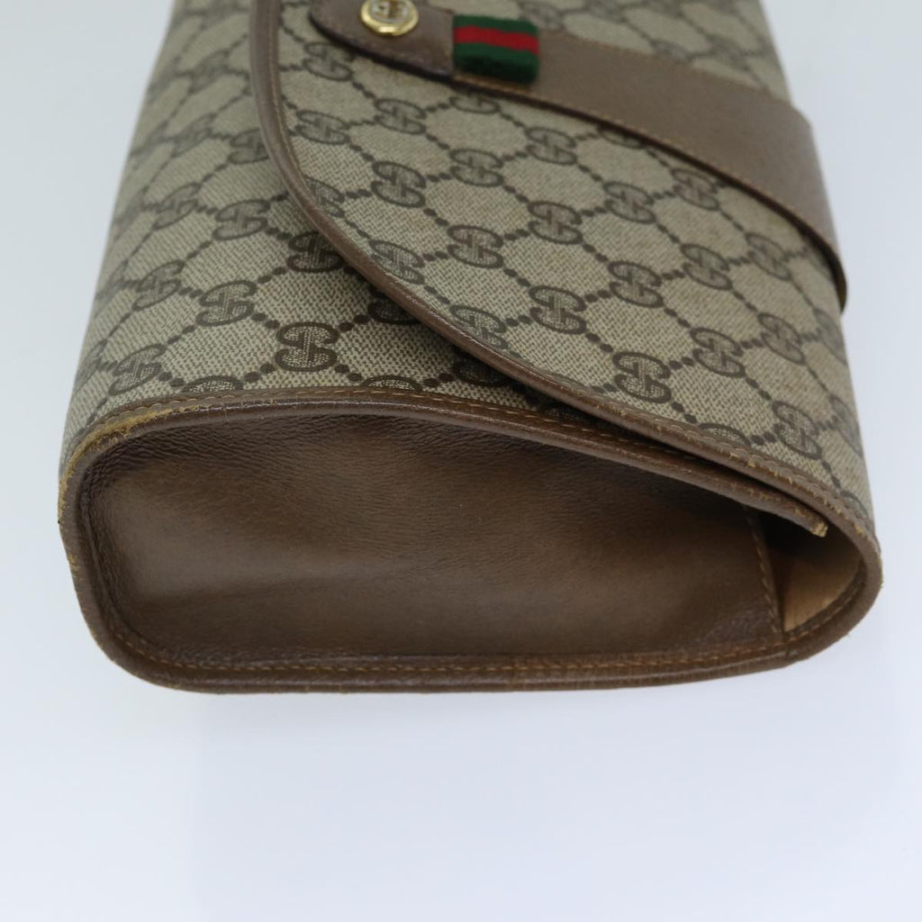 GUCCI GG Supreme Web Sherry Line Clutch Bag PVC Beige Red 89 01 030 ep4492
