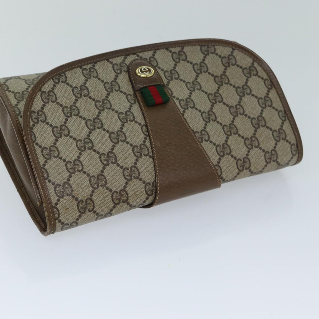 GUCCI GG Supreme Web Sherry Line Clutch Bag PVC Beige Red 89 01 030 ep4492