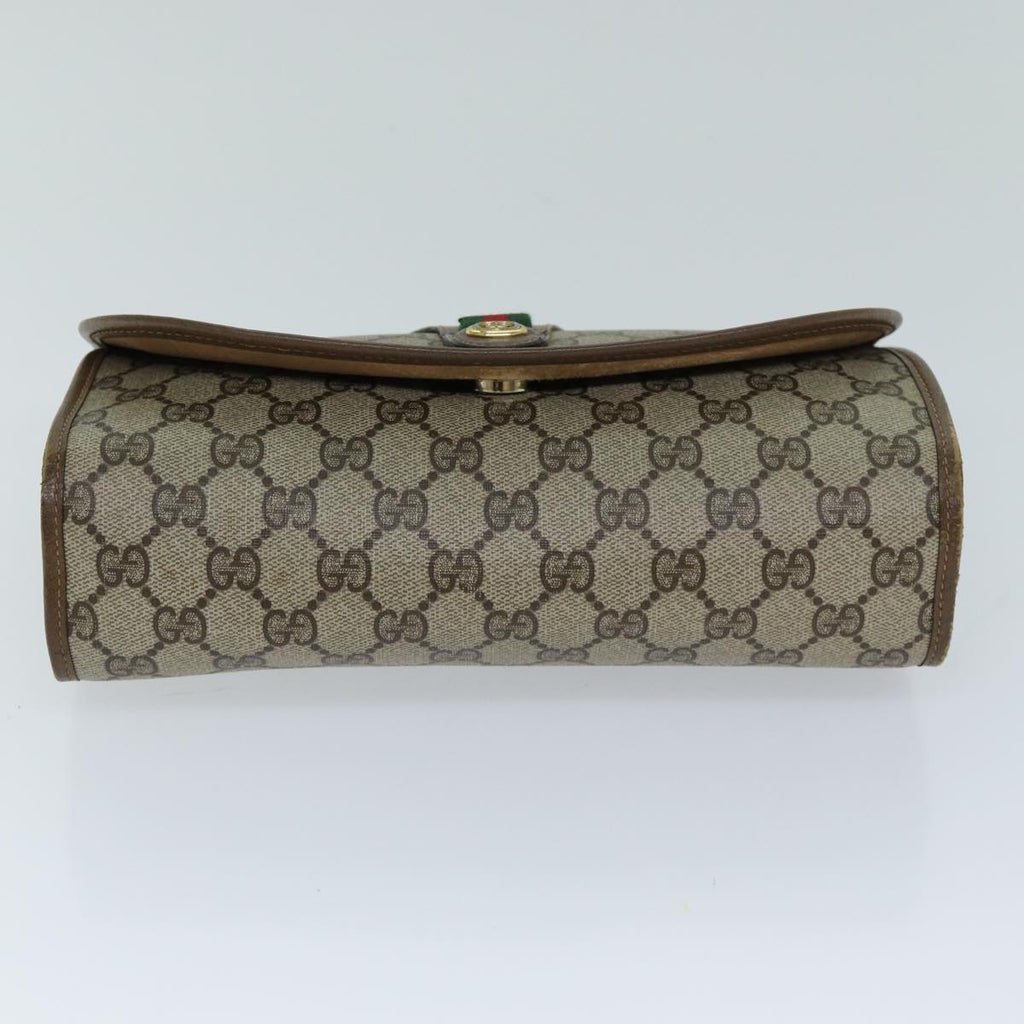 GUCCI GG Supreme Web Sherry Line Clutch Bag PVC Beige Red 89 01 030 ep4492