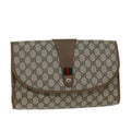 GUCCI GG Supreme Web Sherry Line Clutch Bag PVC Leather Beige ep4493