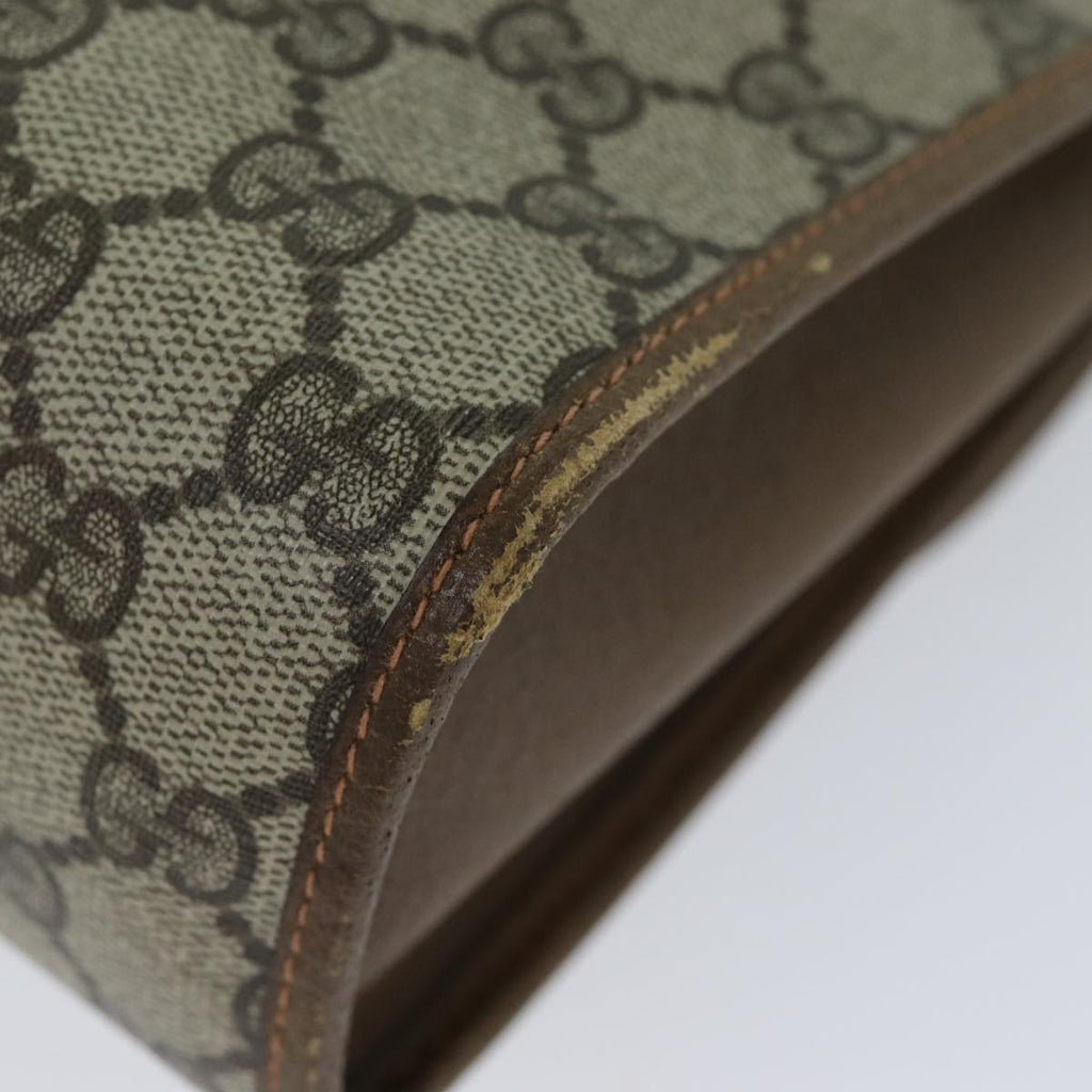 GUCCI GG Supreme Web Sherry Line Clutch Bag PVC Leather Beige ep4493