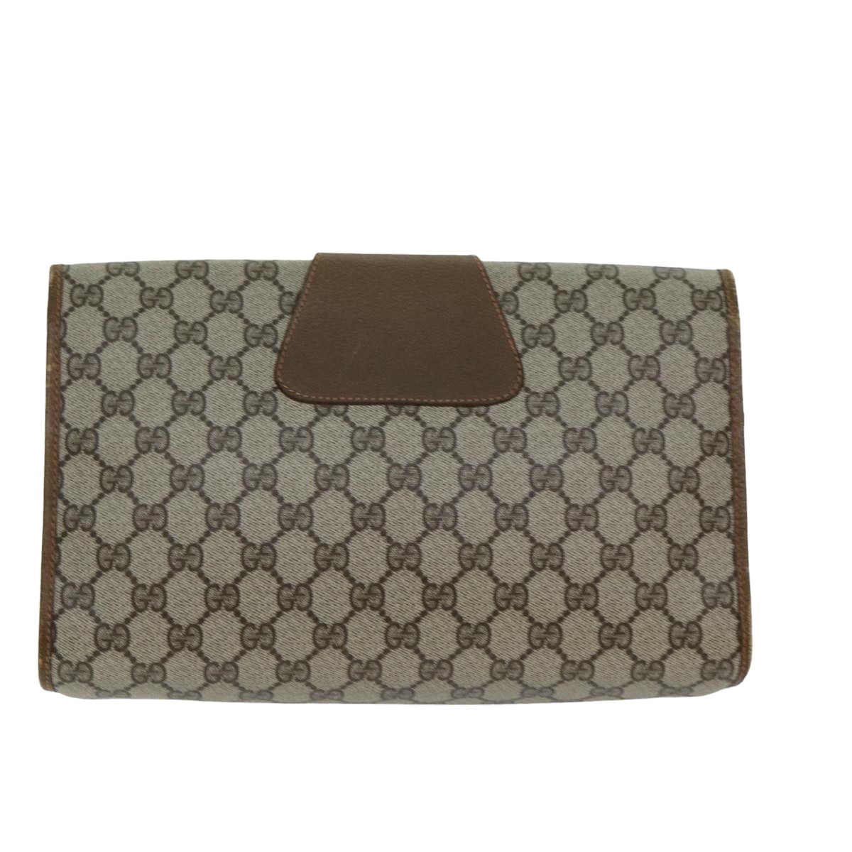 GUCCI GG Supreme Web Sherry Line Clutch Bag PVC Leather Beige ep4493