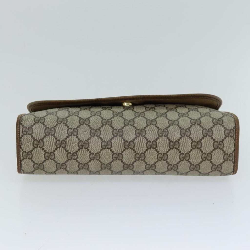 GUCCI GG Supreme Web Sherry Line Clutch Bag PVC Leather Beige ep4493