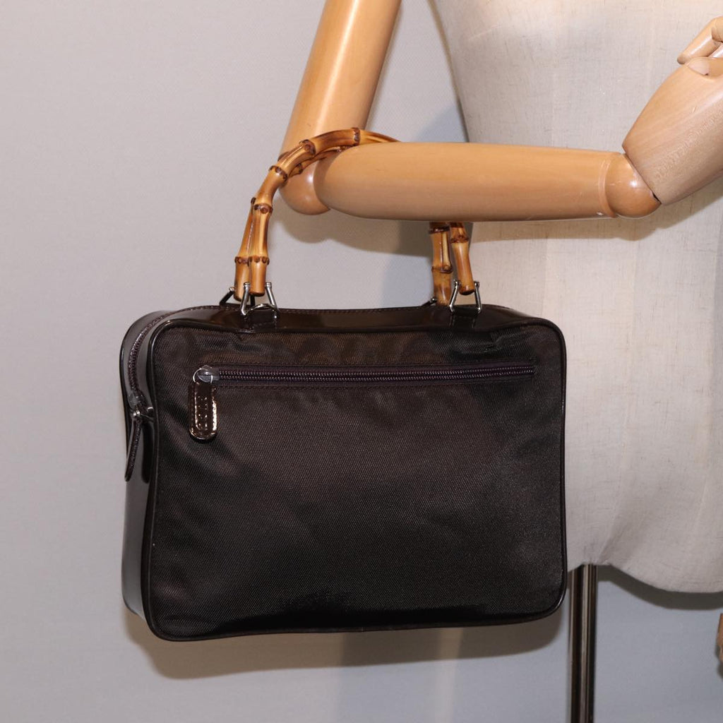 GUCCI Bamboo Hand Bag Canvas Black ep4495