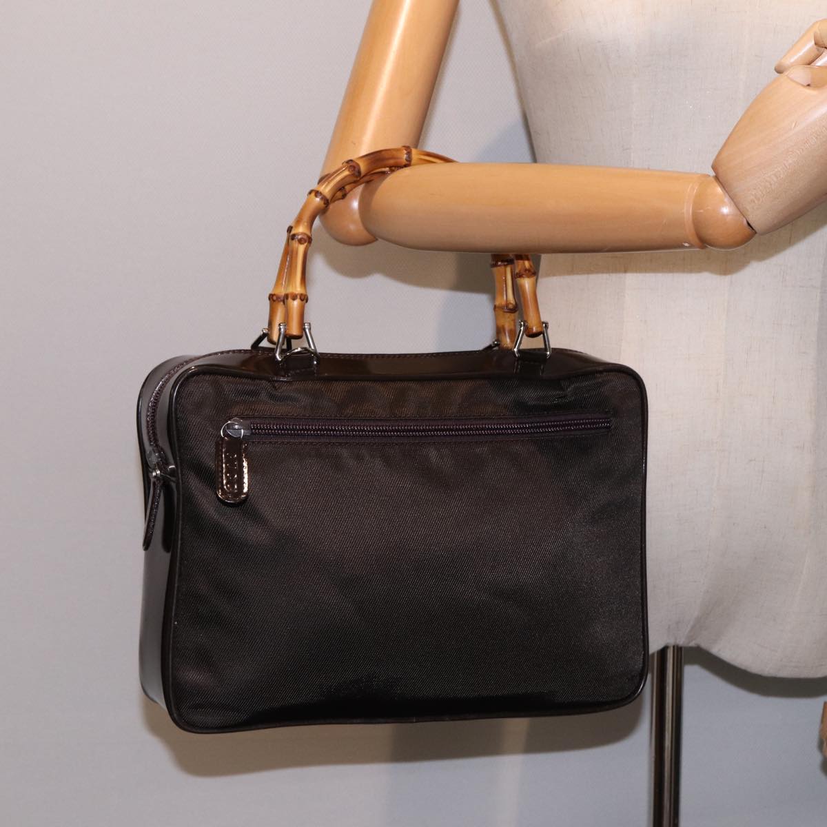 GUCCI Bamboo Hand Bag Canvas Black ep4495
