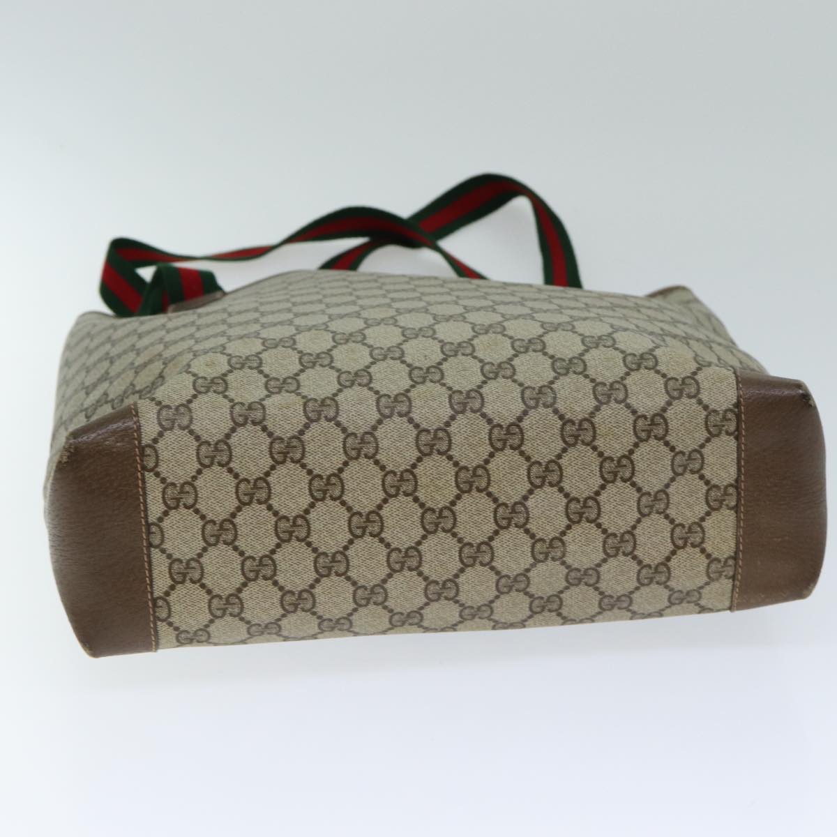 GUCCI GG Supreme Web Sherry Line Tote Bag PVC Beige Red 002 904 0222 ep4497