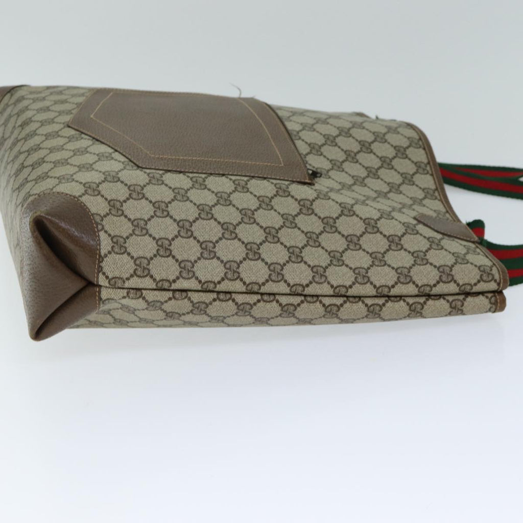 GUCCI GG Supreme Web Sherry Line Tote Bag PVC Beige Red 002 904 0222 ep4497