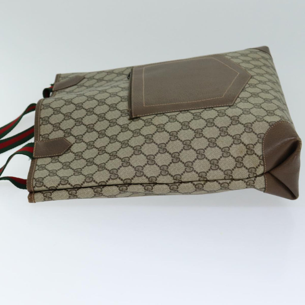 GUCCI GG Supreme Web Sherry Line Tote Bag PVC Beige Red 002 904 0222 ep4497