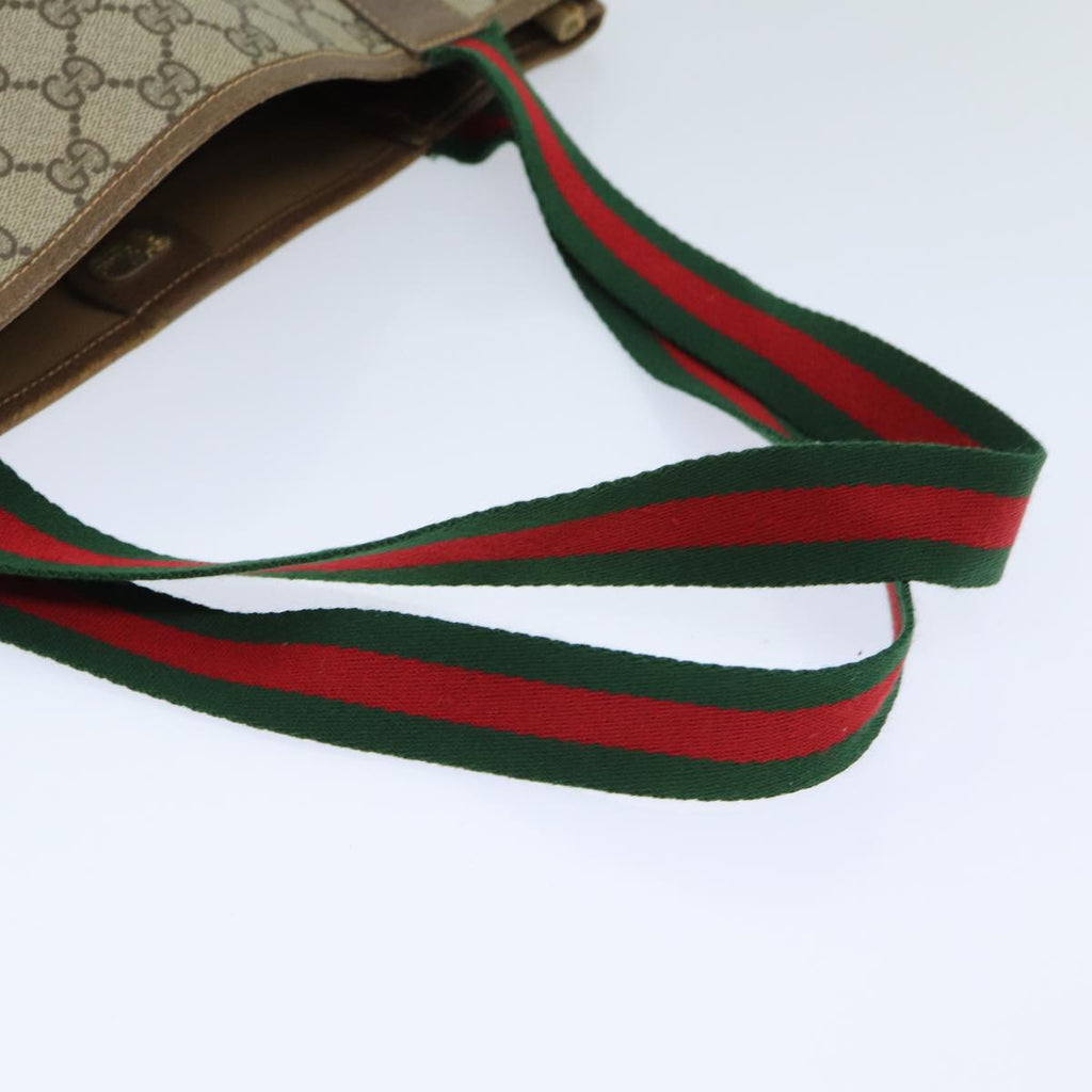 GUCCI GG Supreme Web Sherry Line Tote Bag PVC Beige Red 002 904 0222 ep4497
