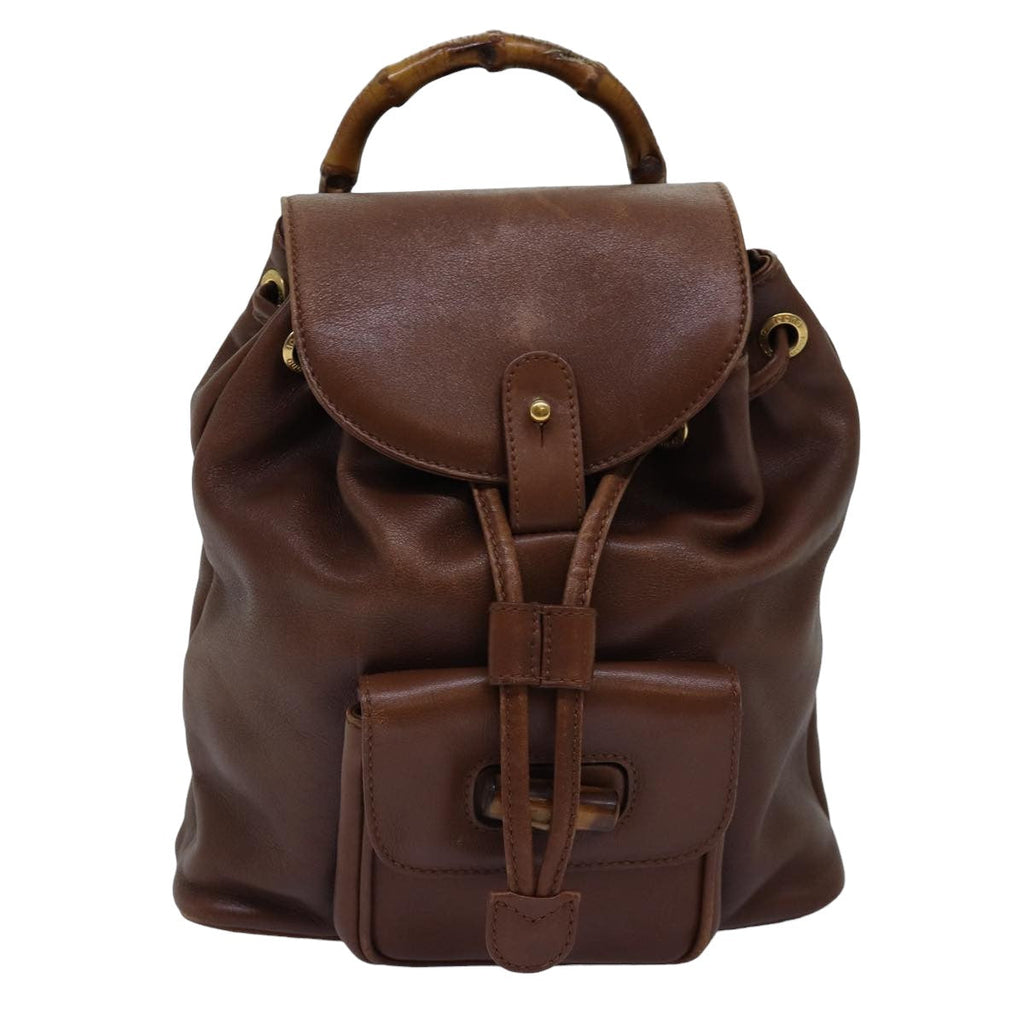 GUCCI Bamboo Backpack Leather Brown 003 3444 0030 ep4526