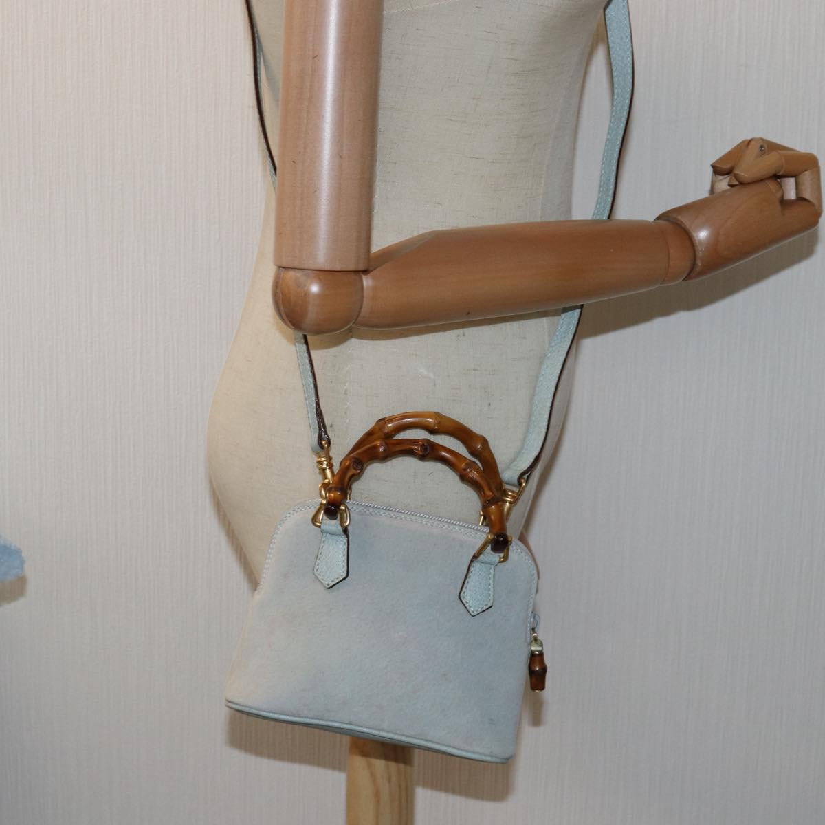 GUCCI Bamboo Hand Bag 2way Gray 007 2865 0231 ep4533