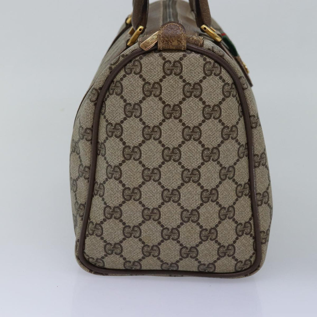 GUCCI GG Supreme Web Sherry Line Boston Bag PVC Beige Red 58 02 007 ep4540