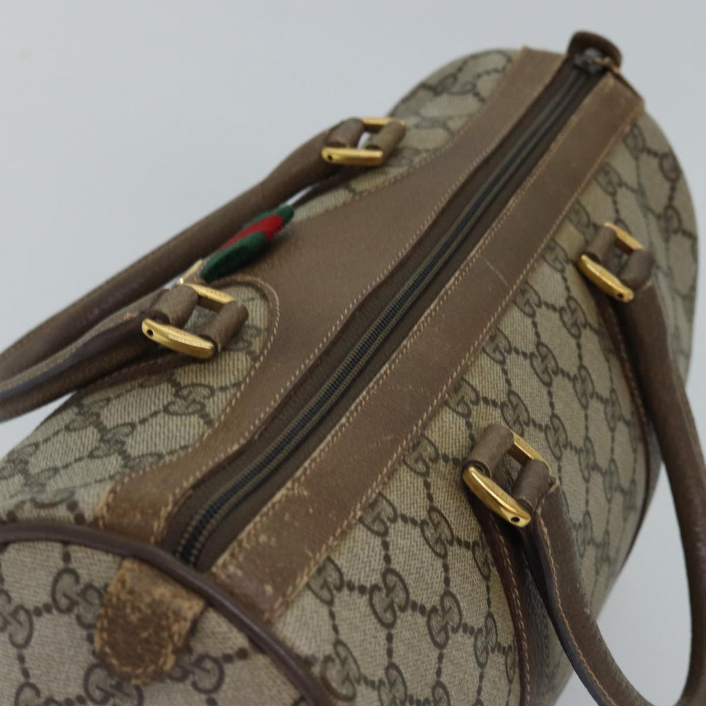 GUCCI GG Supreme Web Sherry Line Boston Bag PVC Beige Red 58 02 007 ep4540