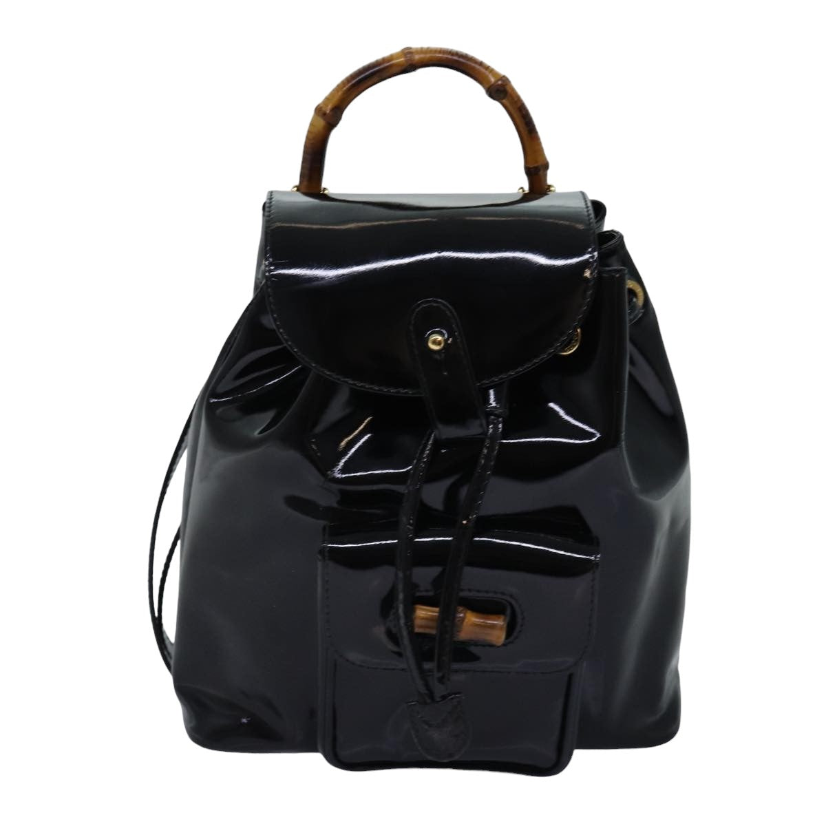 GUCCI Bamboo Backpack Patent leather Black 003 2058 0030 ep4556