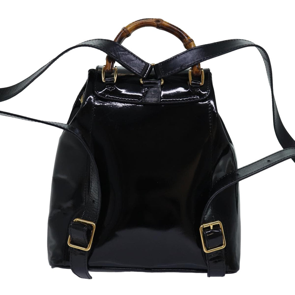 GUCCI Bamboo Backpack Patent leather Black 003 2058 0030 ep4556