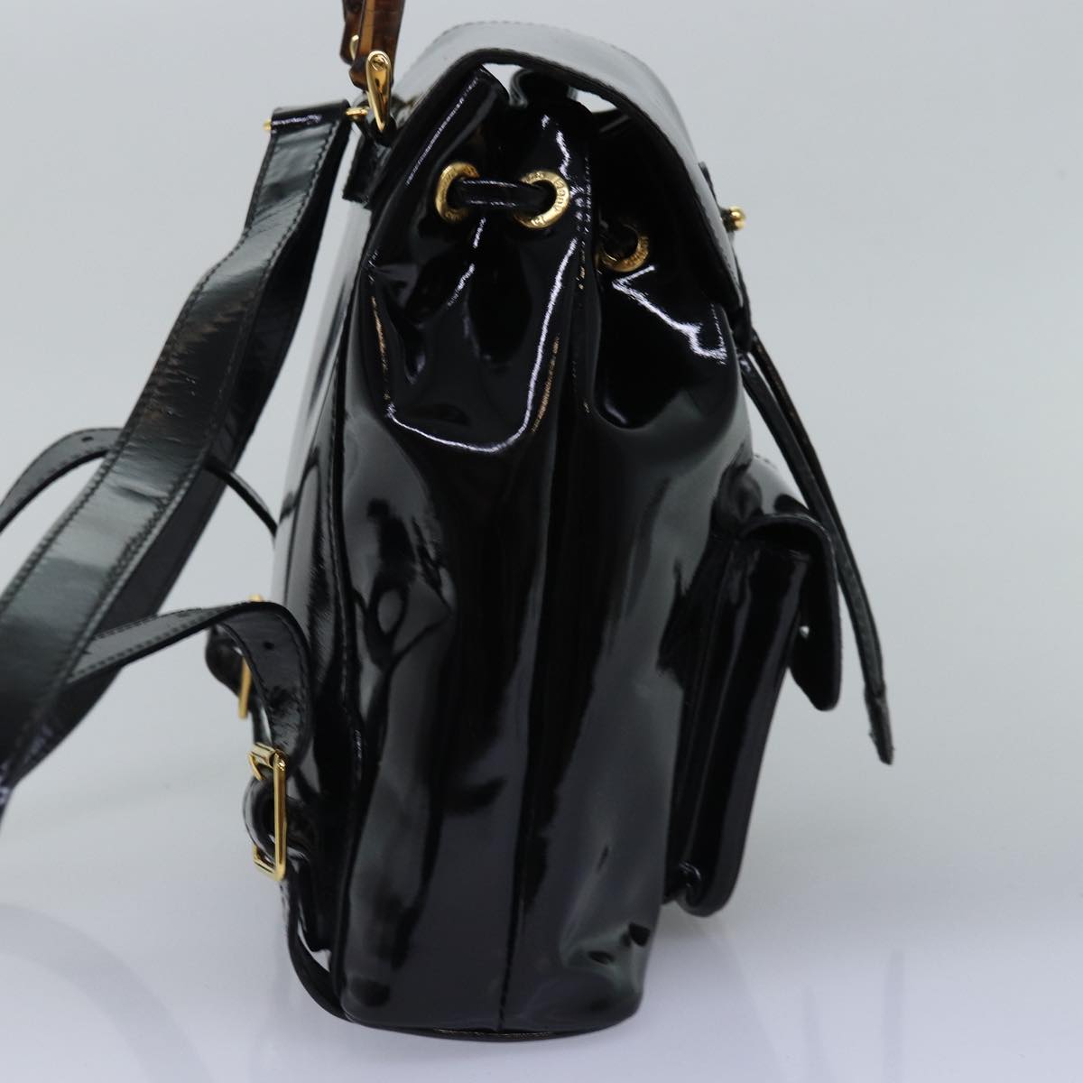 GUCCI Bamboo Backpack Patent leather Black 003 2058 0030 ep4556