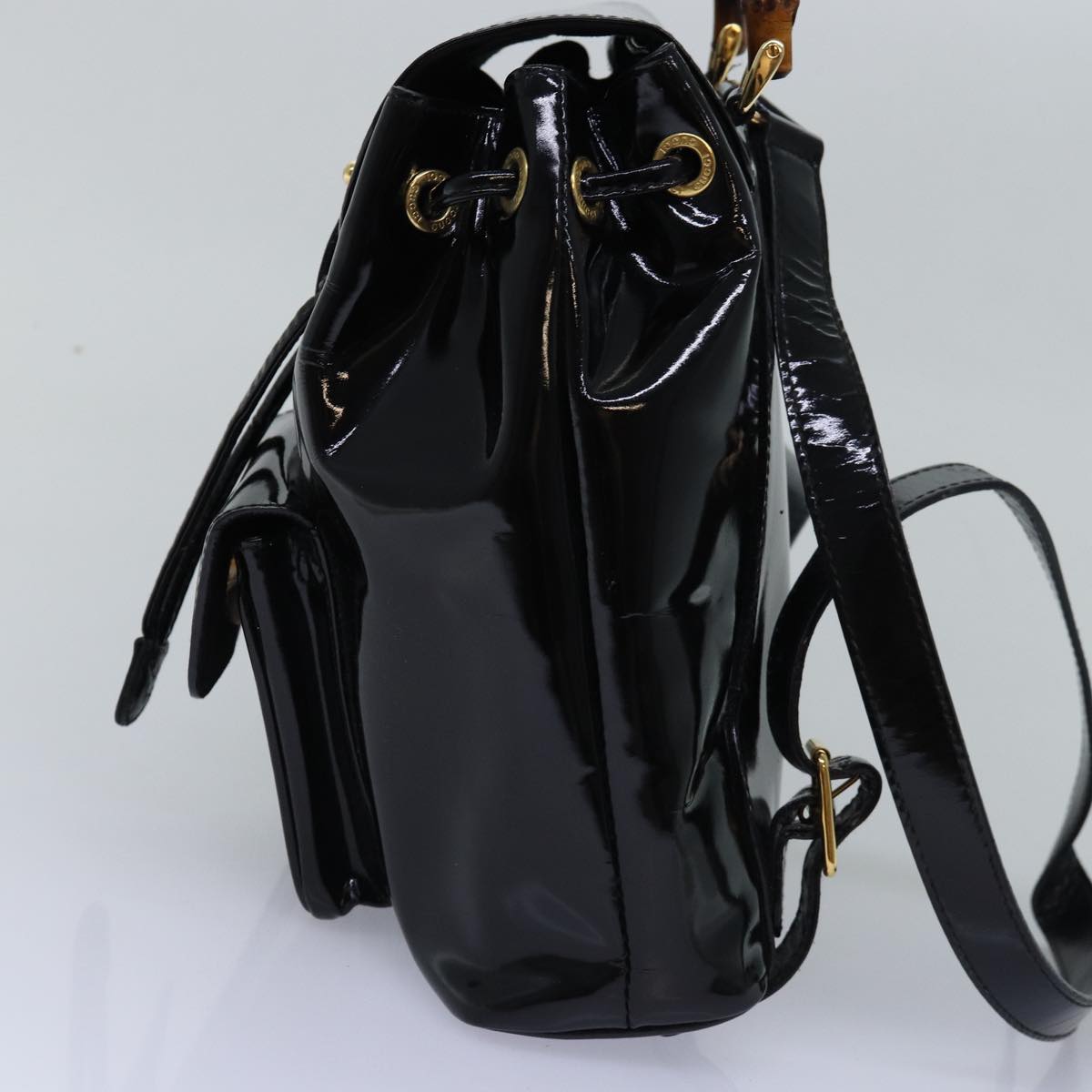 GUCCI Bamboo Backpack Patent leather Black 003 2058 0030 ep4556