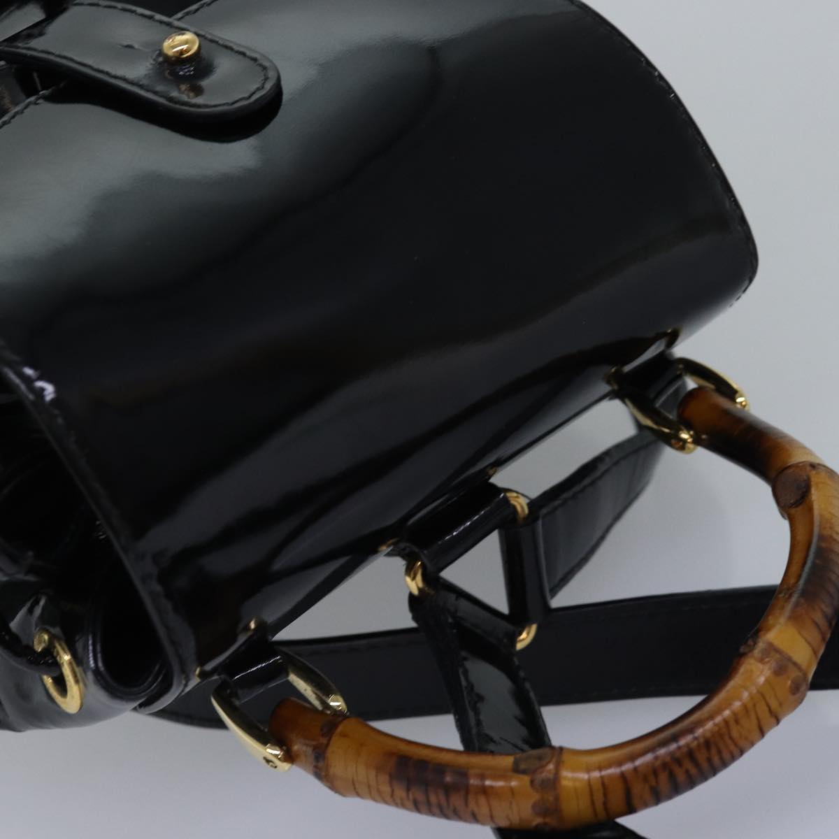 GUCCI Bamboo Backpack Patent leather Black 003 2058 0030 ep4556