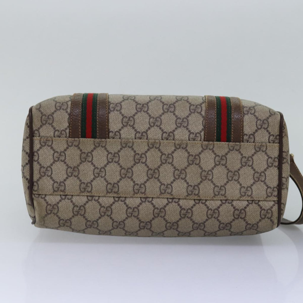 GUCCI GG Supreme Web Sherry Line Boston Bag PVC Beige 002 115 6697 ep4571