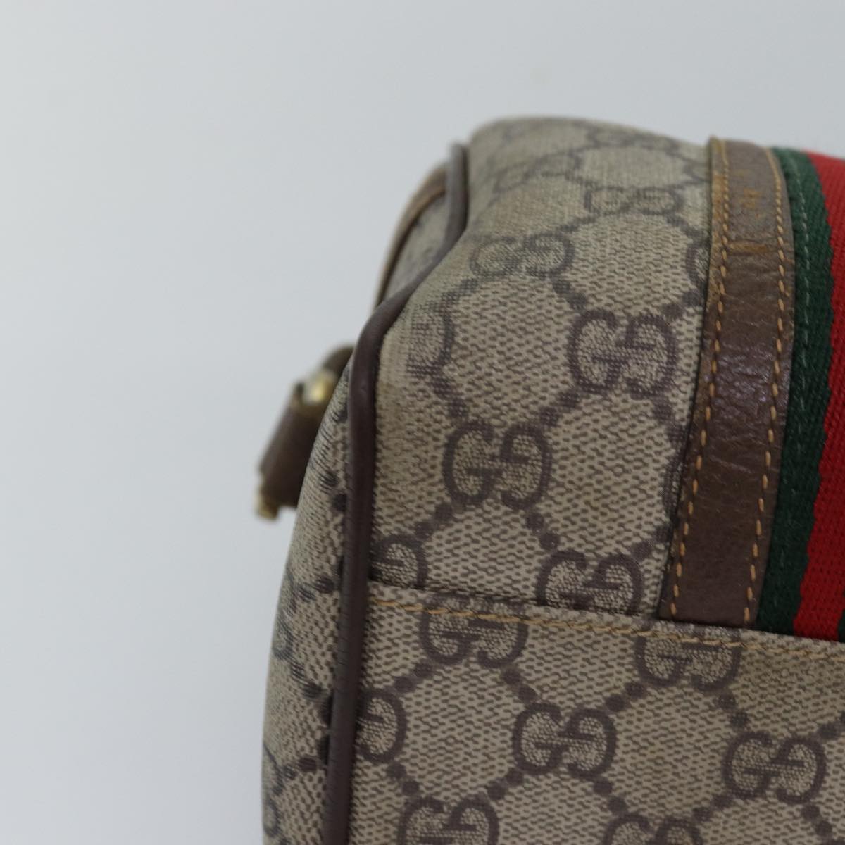 GUCCI GG Supreme Web Sherry Line Boston Bag PVC Beige 002 115 6697 ep4571