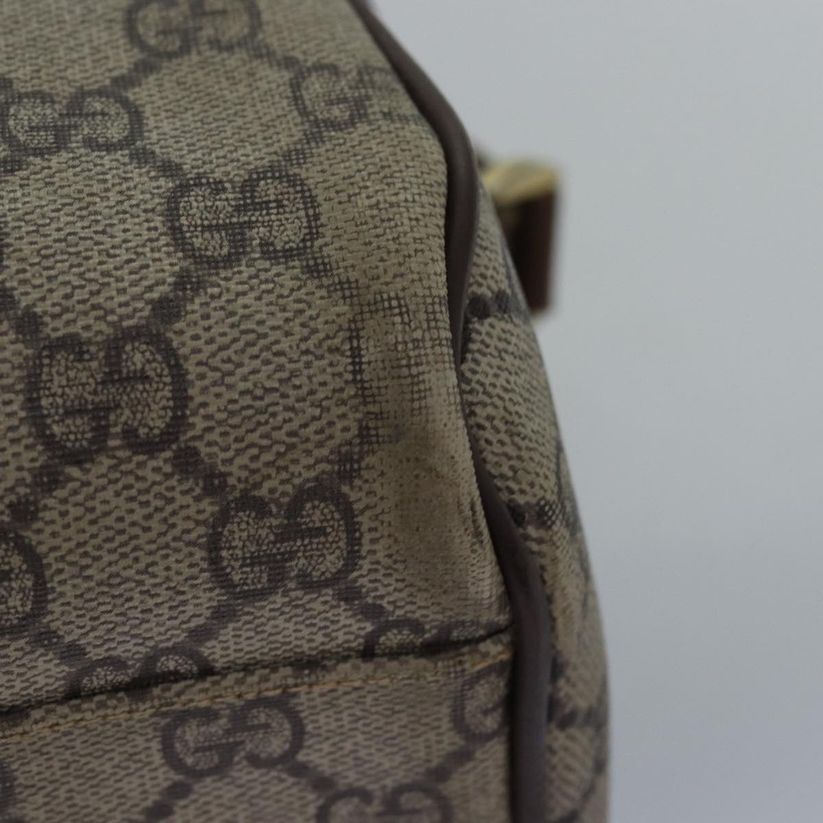 GUCCI GG Supreme Web Sherry Line Boston Bag PVC Beige 002 115 6697 ep4571