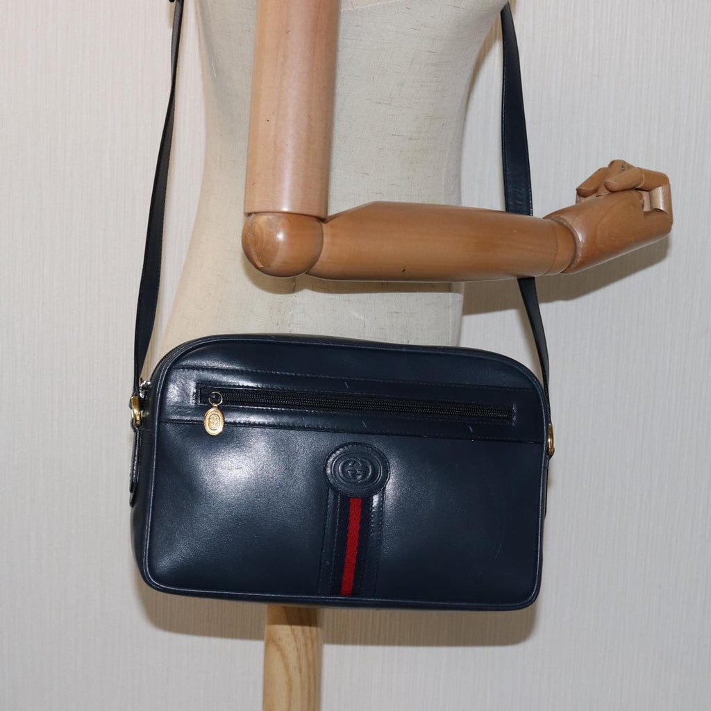 GUCCI Sherry Line Shoulder Bag Leather Navy 001 23 0942 ep4572