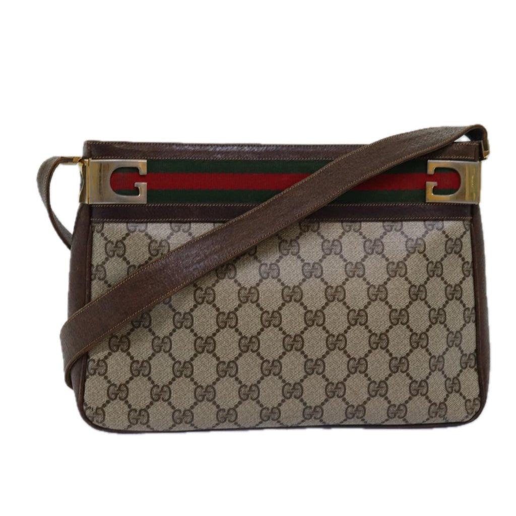 GUCCI GG Supreme Web Sherry Line Shoulder Bag PVC Beige Red Green ep4578
