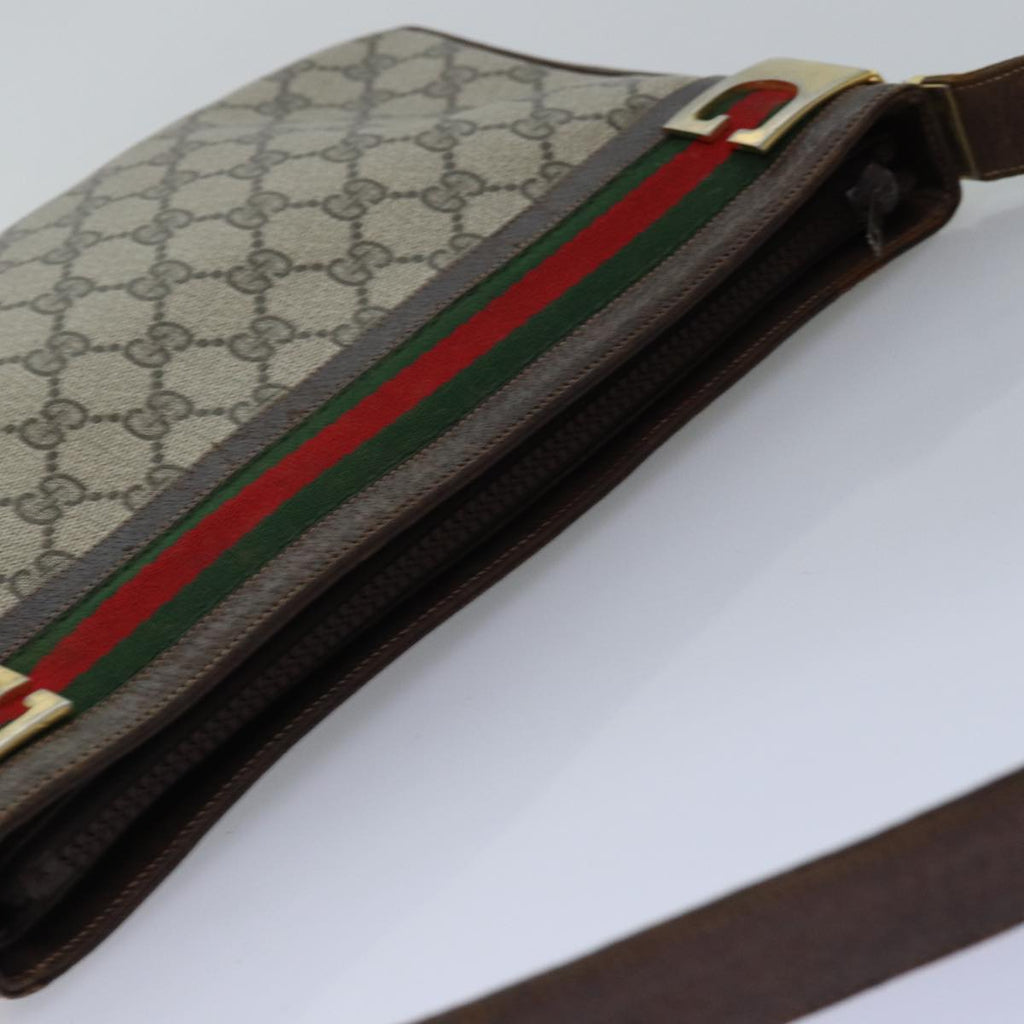 GUCCI GG Supreme Web Sherry Line Shoulder Bag PVC Beige Red Green ep4578