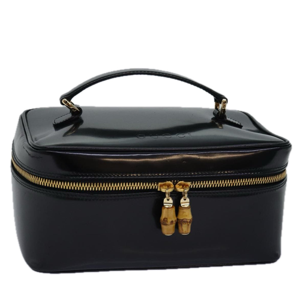 GUCCI Bamboo Vanity Cosmetic Pouch Patent Black 032 1956 0150 ep4599
