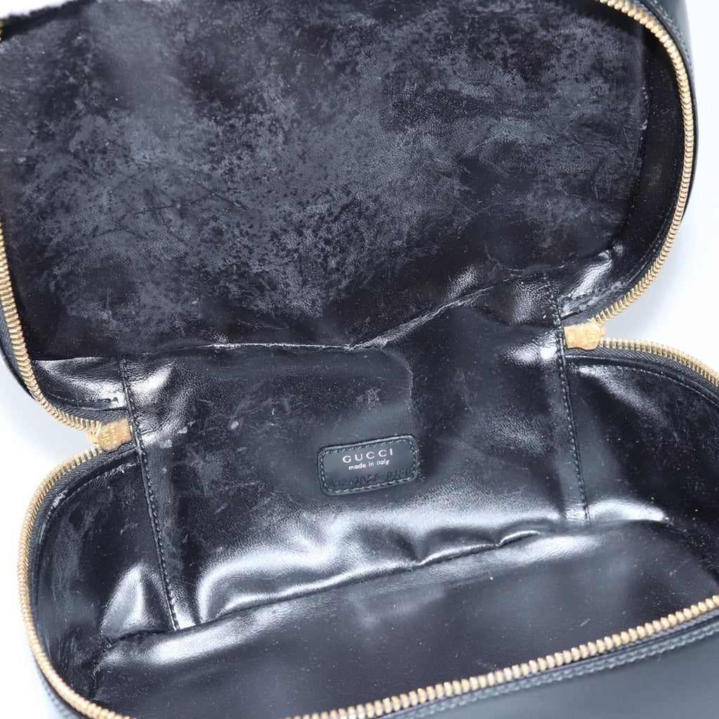 GUCCI Bamboo Vanity Cosmetic Pouch Patent Black 032 1956 0150 ep4599