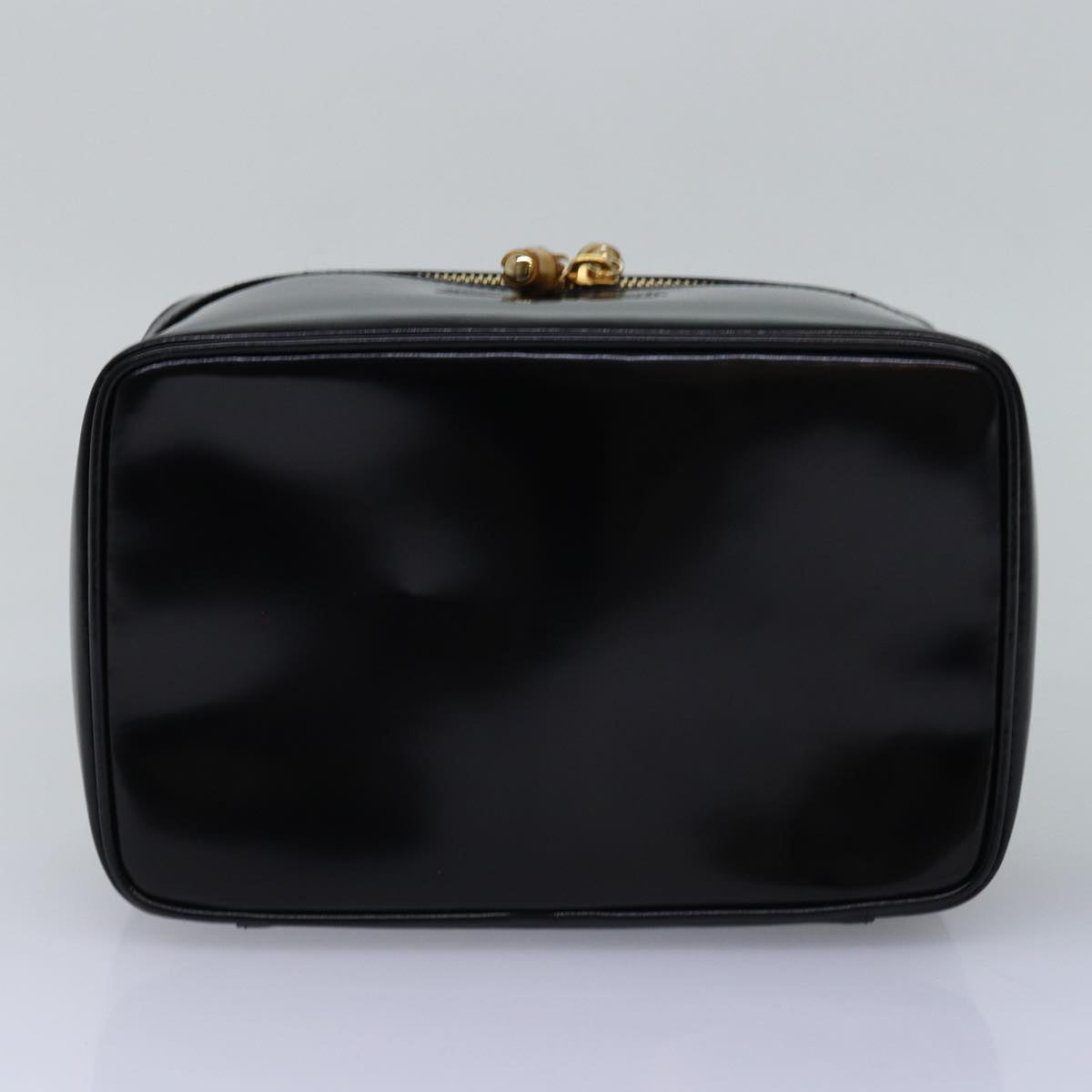 GUCCI Bamboo Vanity Cosmetic Pouch Patent Black 032 1956 0150 ep4599