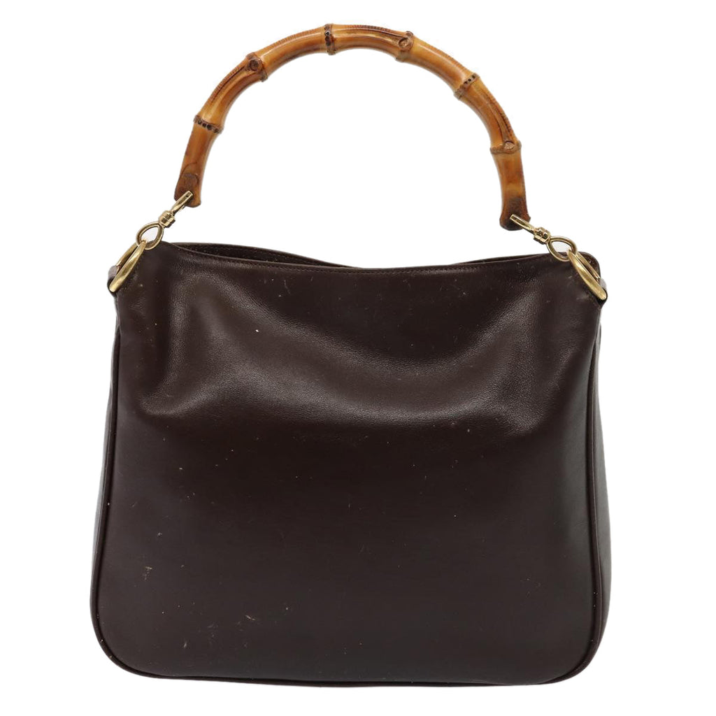 GUCCI Bamboo Shoulder Bag Leather 2way Brown 001 3444 1638 ep4603