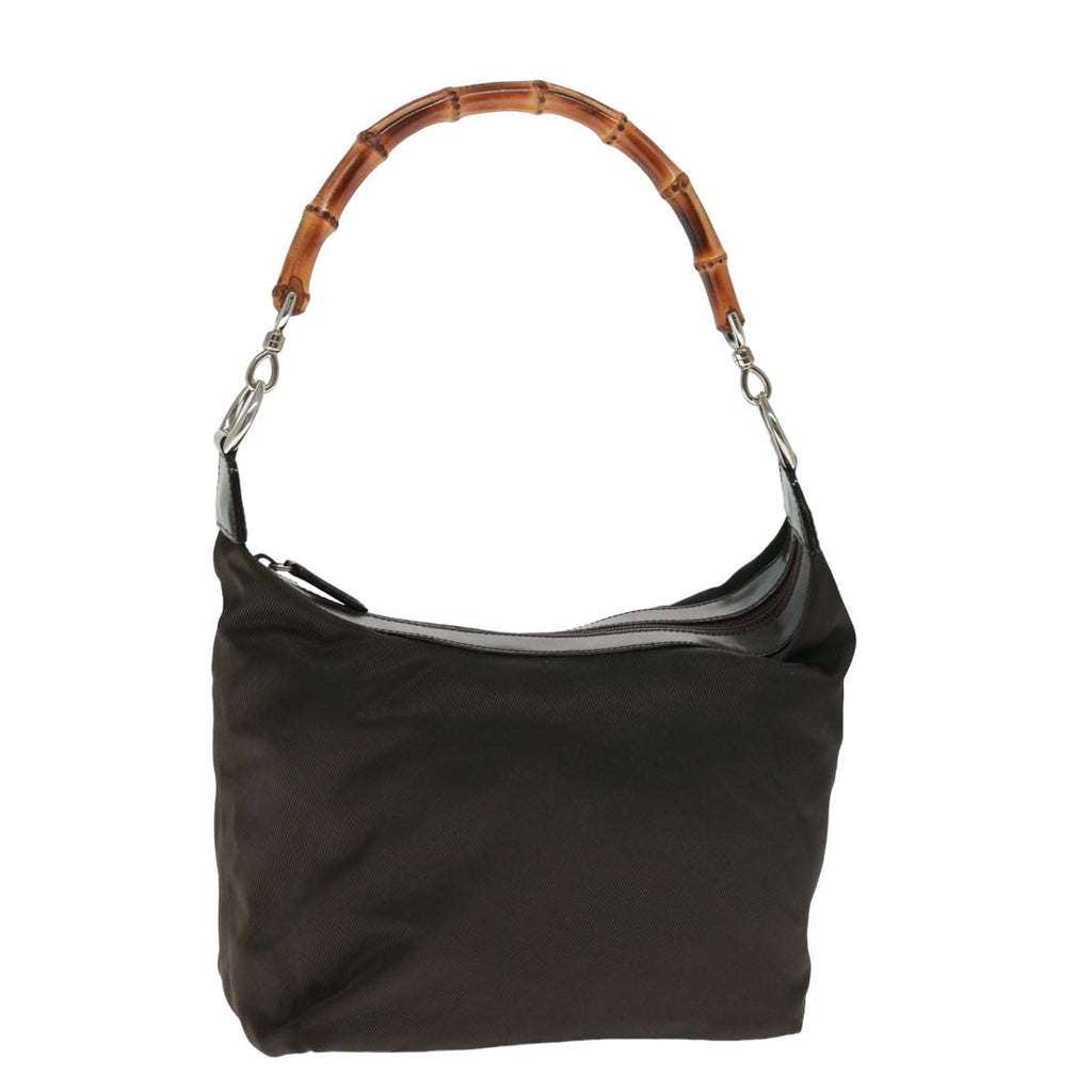 GUCCI Bamboo Shoulder Bag Nylon Brown 000 1956 0531 ep4606