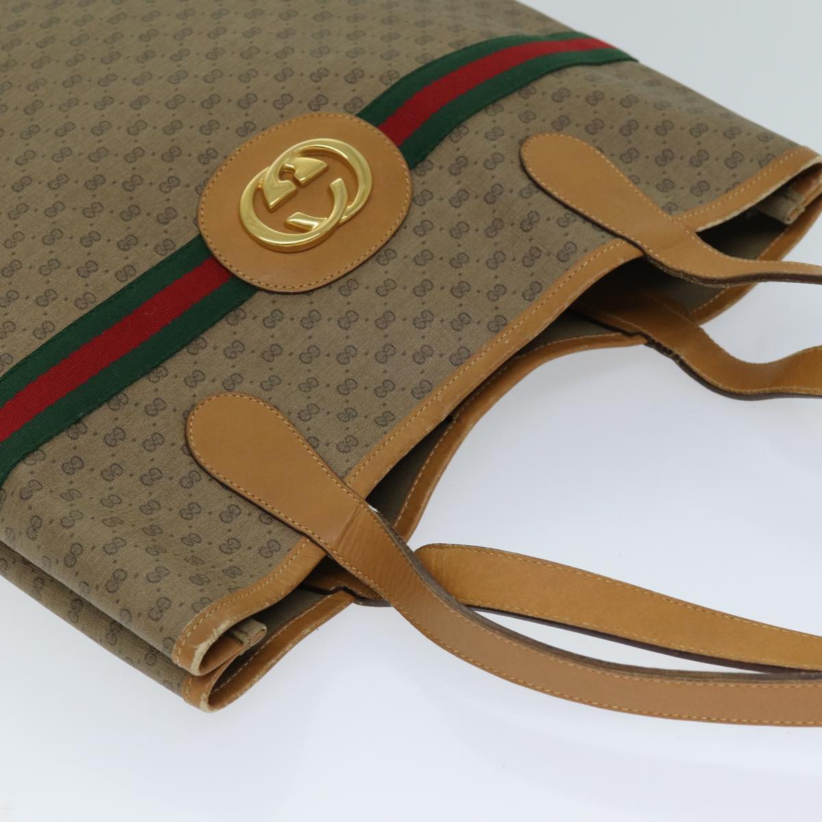 GUCCI Micro GG Supreme Web Sherry Line Tote Bag Beige 002 904 0131 ep4613