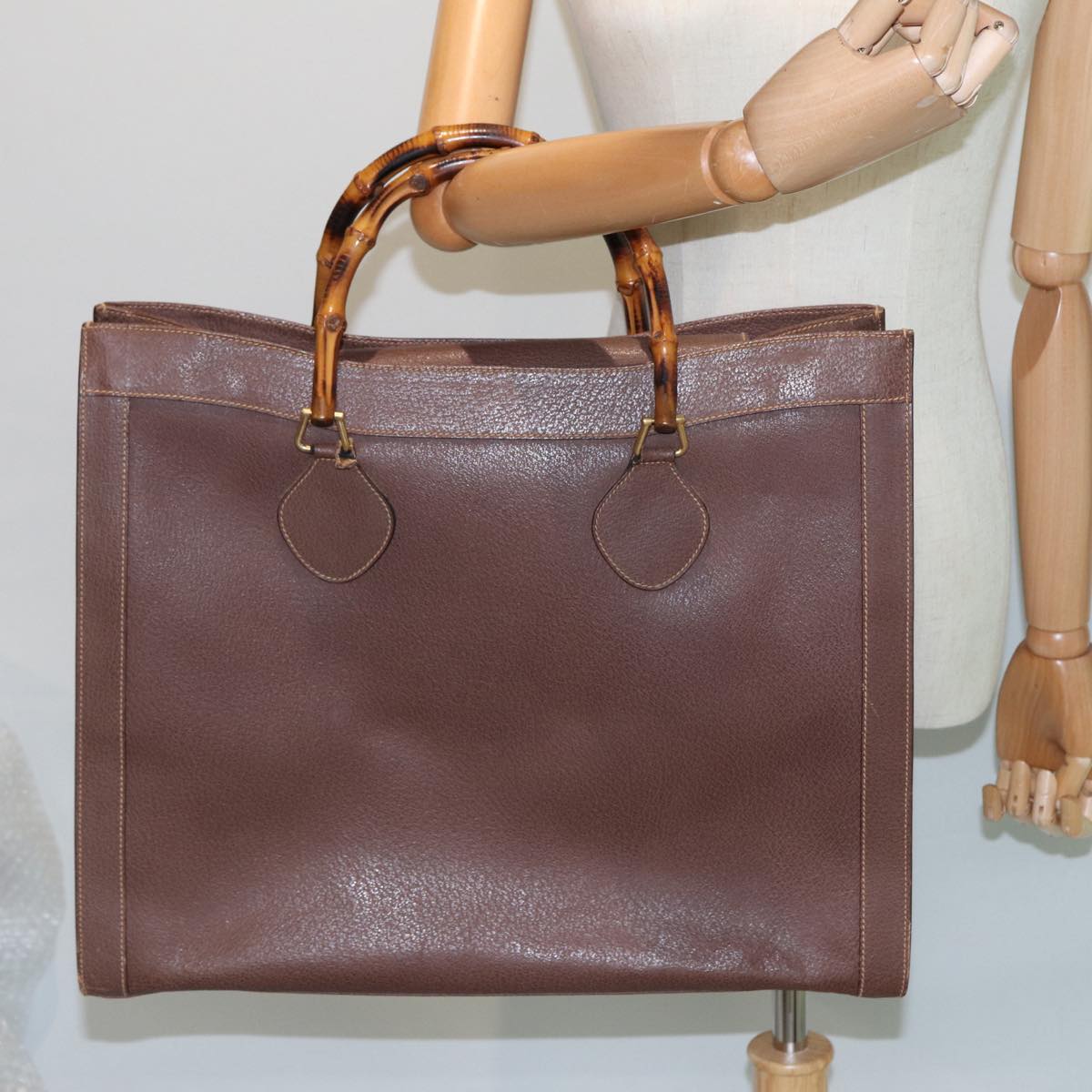 GUCCI Bamboo Hand Bag Leather Brown 002 1186 0259 ep4621