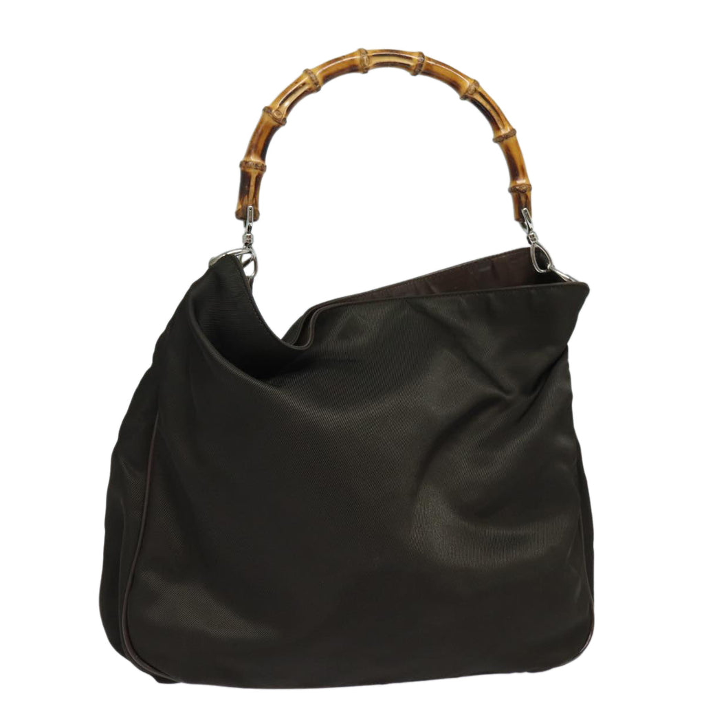 GUCCI Bamboo Hand Bag Nylon Khaki 001 123 1577 ep4636