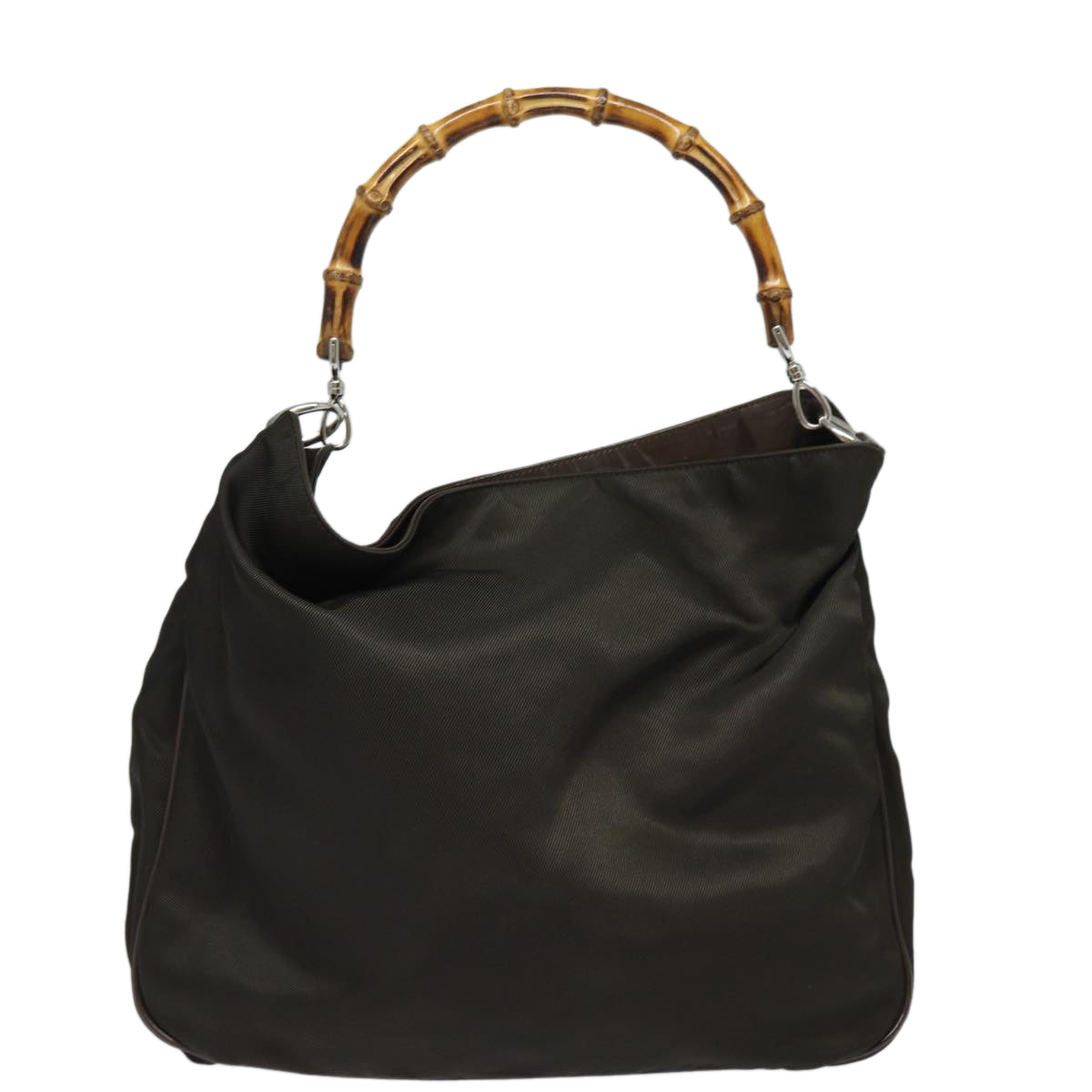 GUCCI Bamboo Hand Bag Nylon Khaki 001 123 1577 ep4636