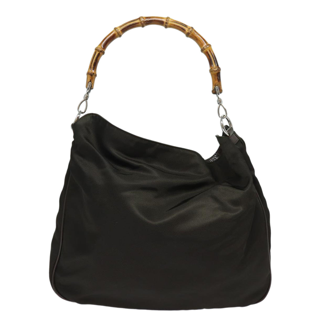 GUCCI Bamboo Hand Bag Nylon Khaki 001 123 1577 ep4636