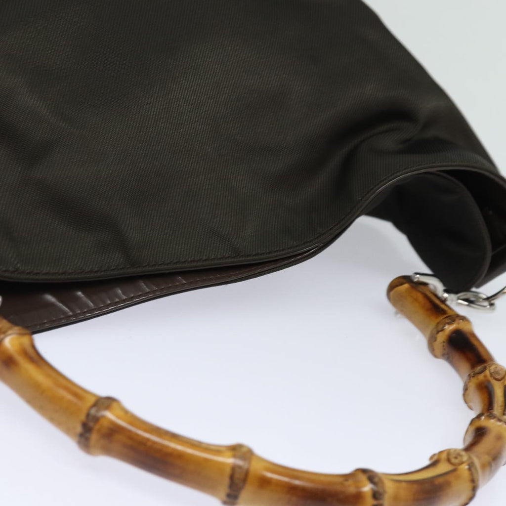 GUCCI Bamboo Hand Bag Nylon Khaki 001 123 1577 ep4636