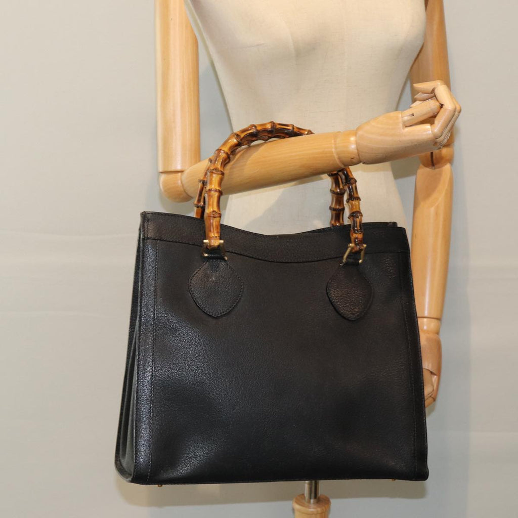 GUCCI Bamboo Hand Bag Leather Black 002 1186 0260 ep4643