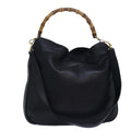 GUCCI Bamboo Hand Bag Leather 2way Black 001 1577 ep4654