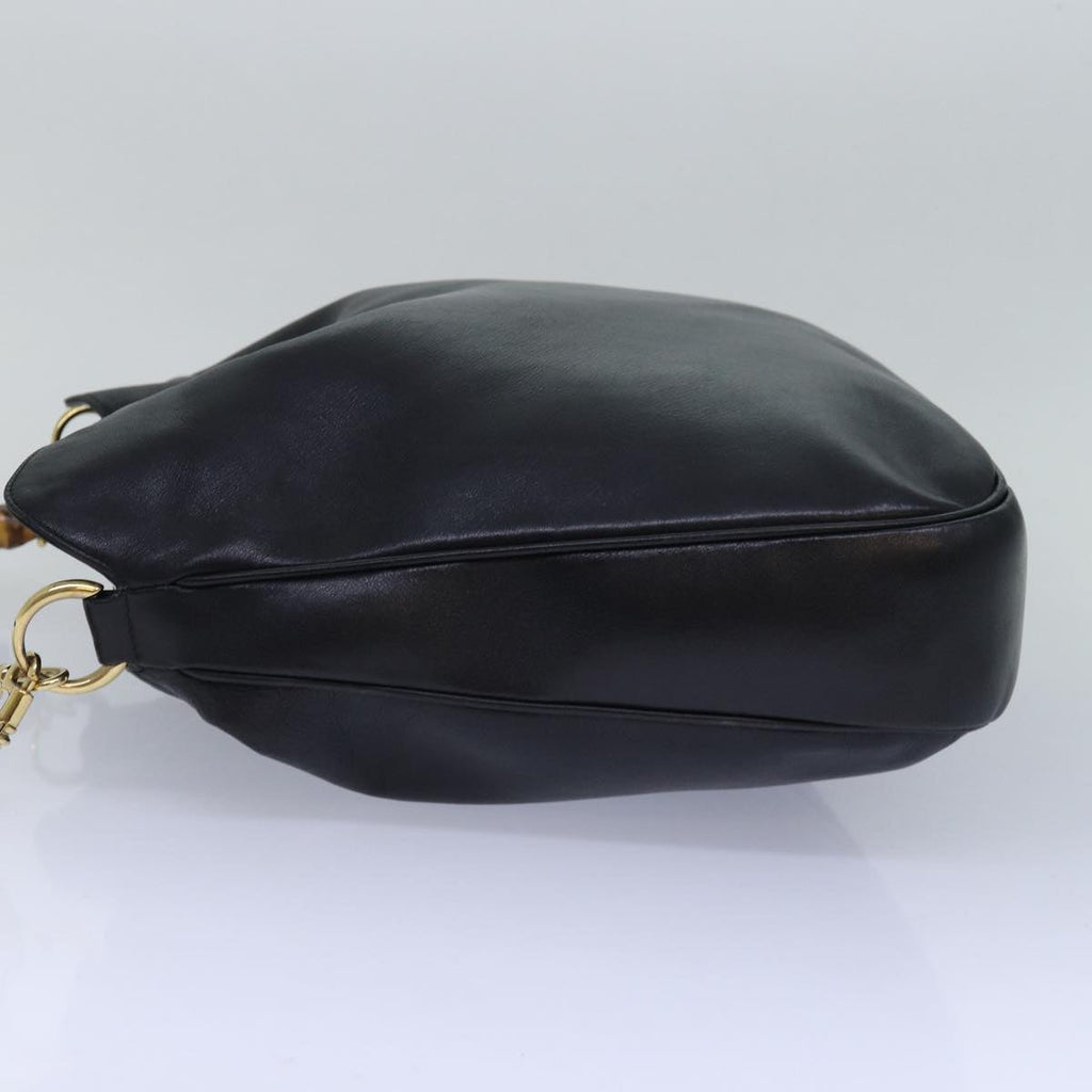 GUCCI Bamboo Hand Bag Leather 2way Black 001 1577 ep4654