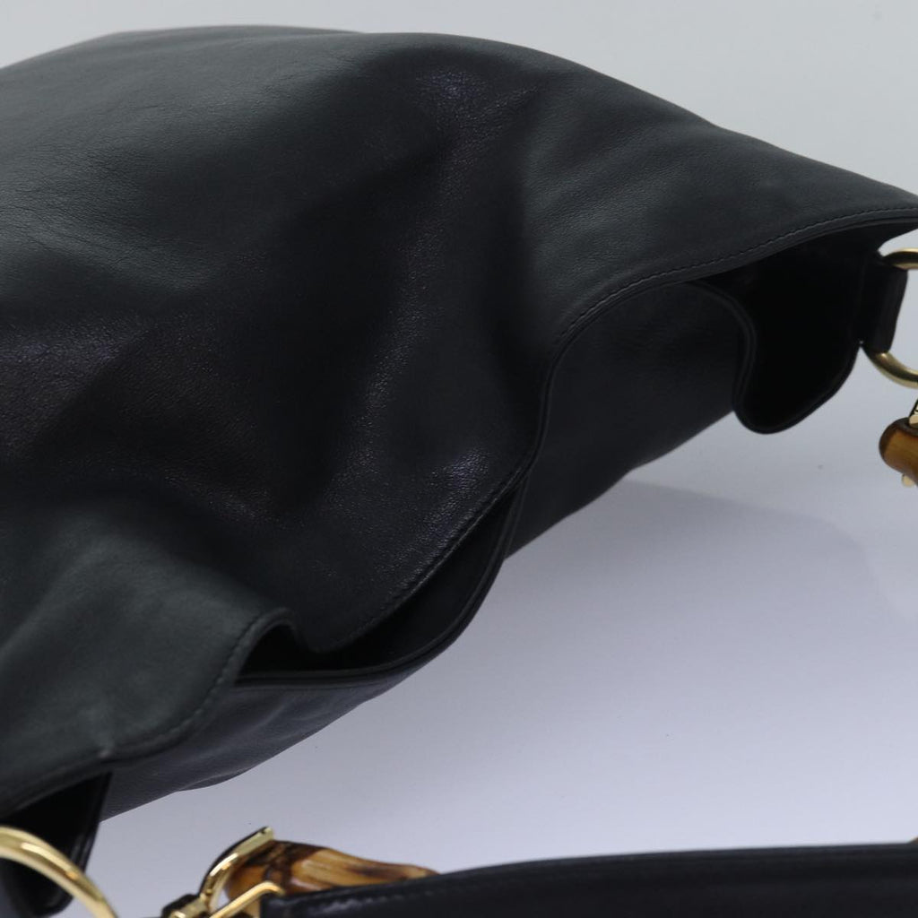 GUCCI Bamboo Hand Bag Leather 2way Black 001 1577 ep4654