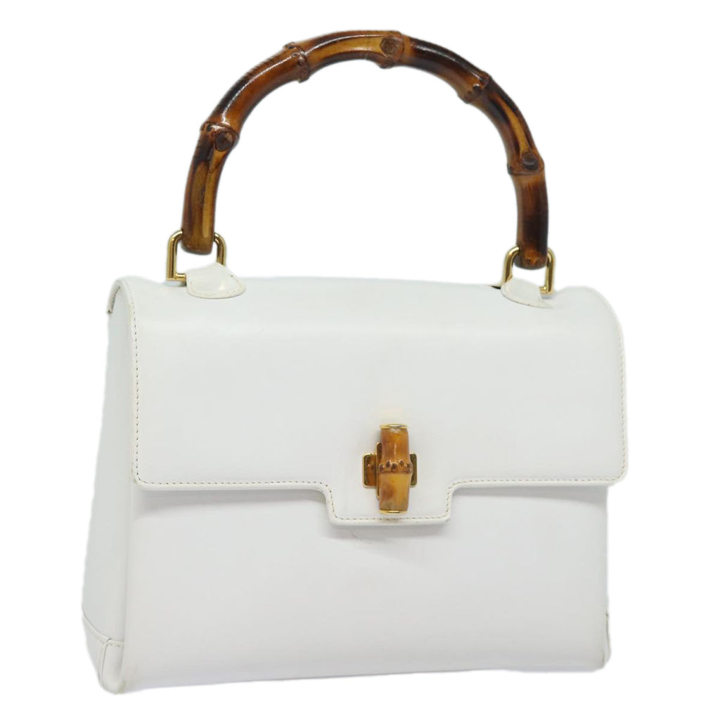GUCCI Bamboo Hand Bag Leather White 000 23 0116 ep4660