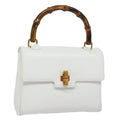 GUCCI Bamboo Hand Bag Leather White 000 23 0116 ep4660