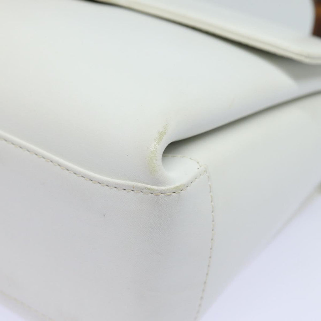 GUCCI Bamboo Hand Bag Leather White 000 23 0116 ep4660