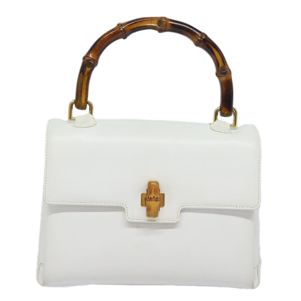 GUCCI Bamboo Hand Bag Leather White 000 23 0116 ep4660