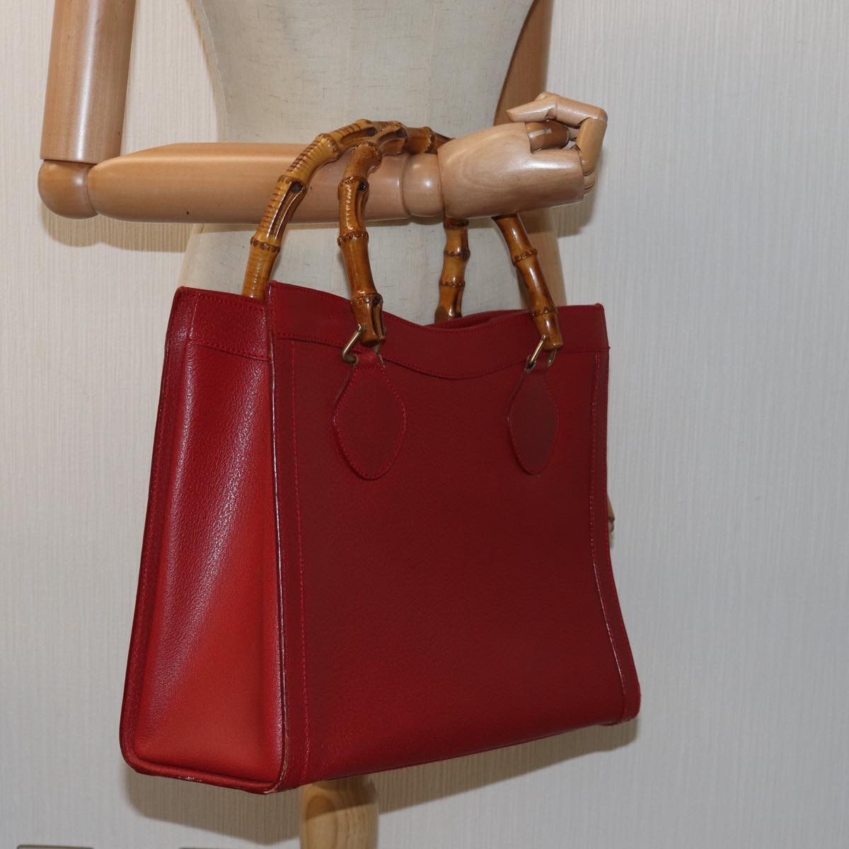 GUCCI Bamboo Hand Bag Leather Red 002 1186 0260 ep4665