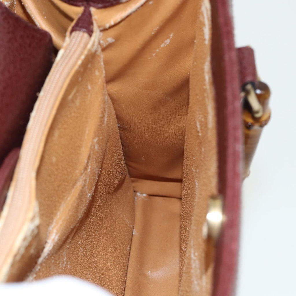 GUCCI Bamboo Hand Bag Leather Red 002 1186 0260 ep4674